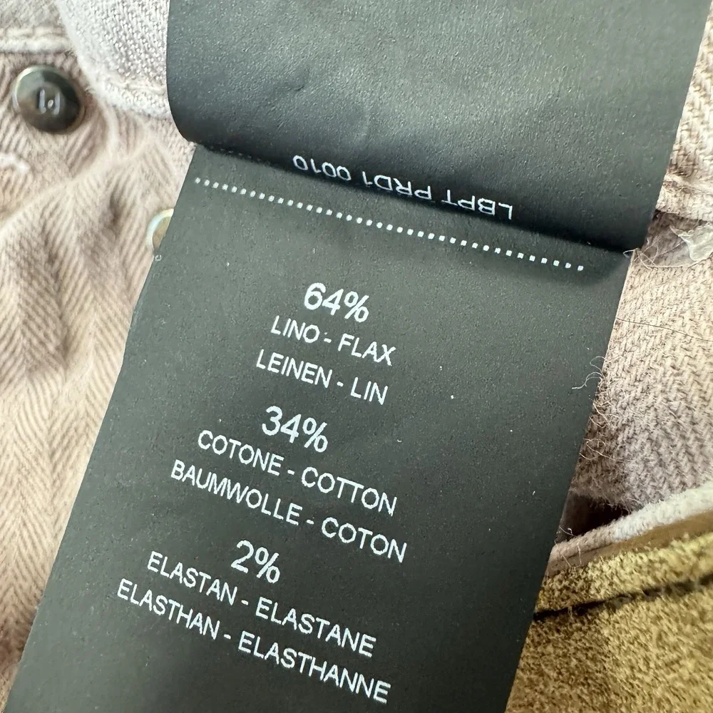 PT Torino Light Pink Linen Cotton Blend Mens 5 Pocket Pant Size 35x29